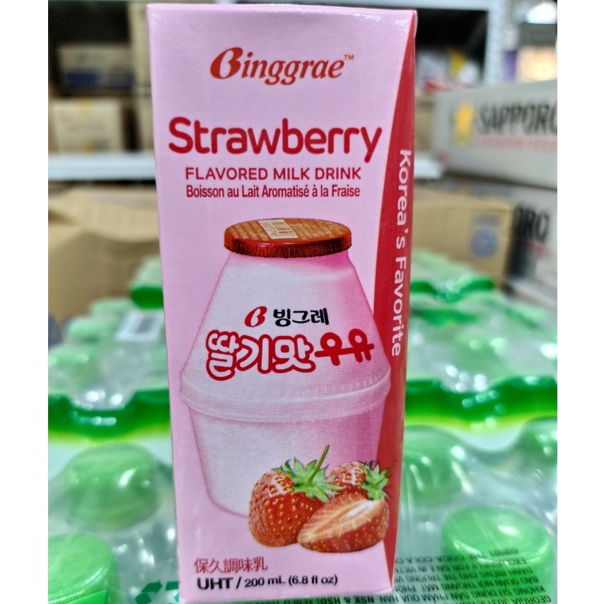 Sữa dâu hàn quốc 200ml -  딸기맛 우유