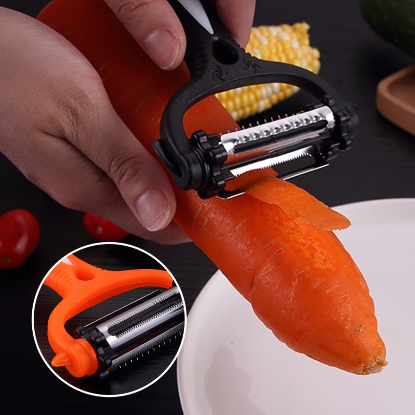 Dụng Cụ Gọt Vỏ Rau Củ Quả 3 Trong 1 Bằng Thép Không Gỉ