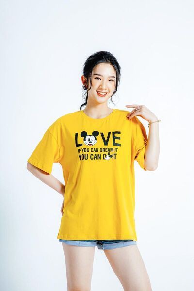 Áo thun T-shirt freesize in chữ mickey