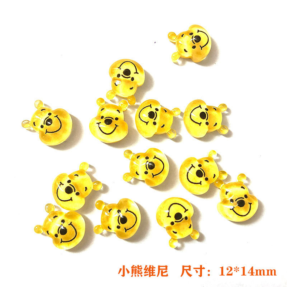 [sweet] 1Pcs/10Pcs woman Cartoon cute Strawberry transprent Resin Bear Nail Art Decor Rotating Nails Decoration