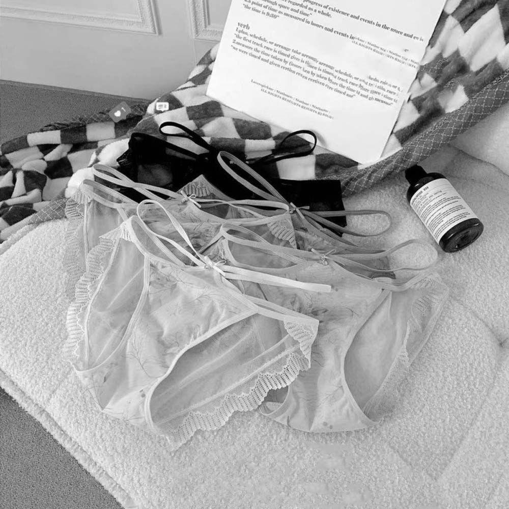 EXPEN Quần Lót Lưới Lưng Thấp In Họa Tiết Phong Cách Hàn Quốc Quyến Rũ Cho Nữ