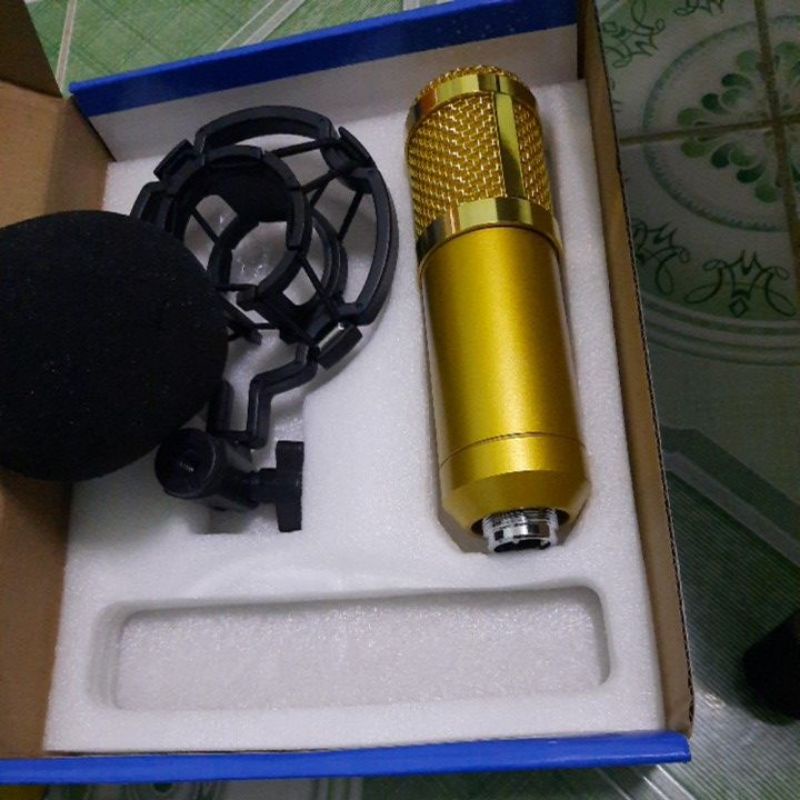 Combo Micro BM900 + soundcard V8 hát karaoke,livestream, thu âm