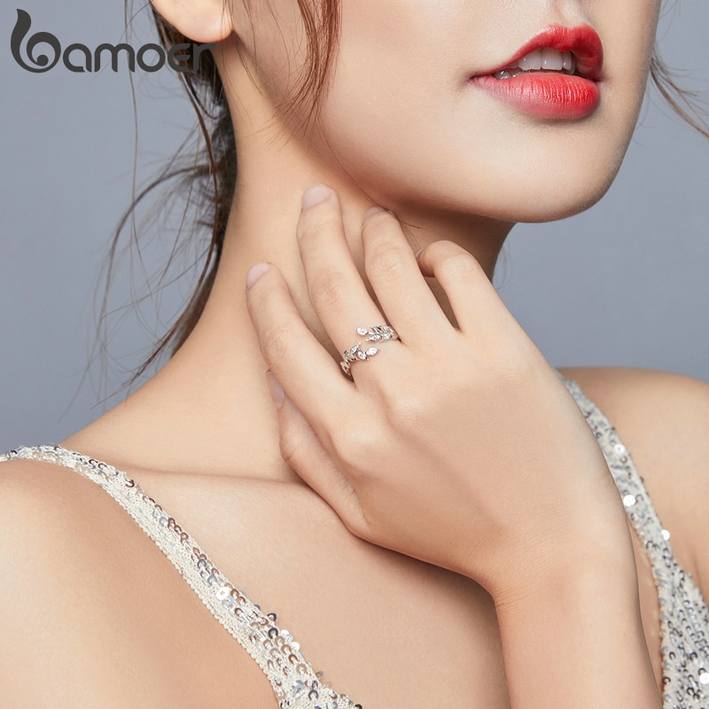 Nhẫn Bamoer Bạc 925 sáng bóng không gây dị ứng thời trang cho nữ