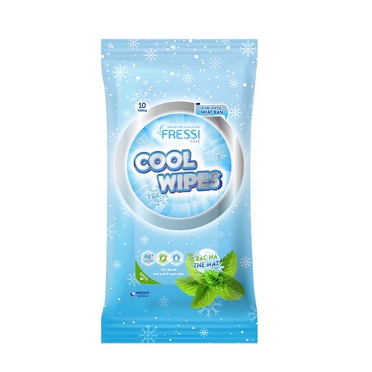 GIẤY ƯỚT/ KHĂN ƯỚT FRESSI ALL/ COOL WIPES BẠC HÀ THE MÁT GÓI 10 TỜ