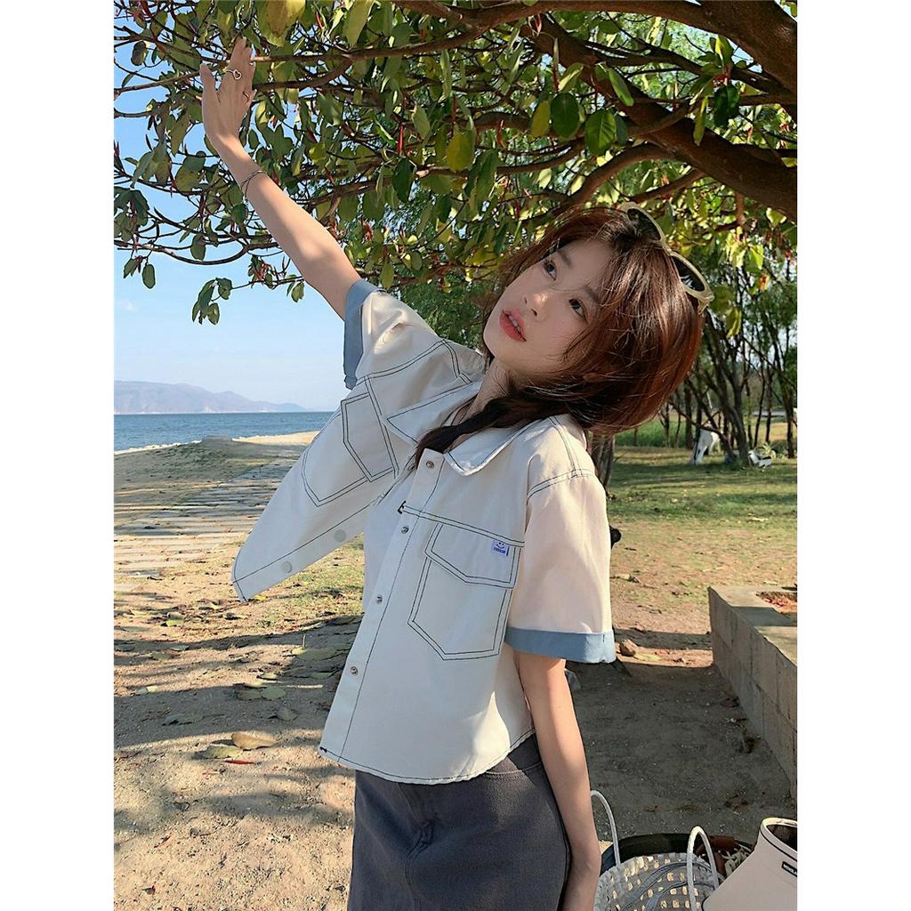 「 WELOVE1 」Áo Thun Polo Ngắn Tay Dáng Rộng Nhiều Màu Sắc Thời Trang Mùa Hè Phong Cách Hàn Quốc Dành Cho Nữ