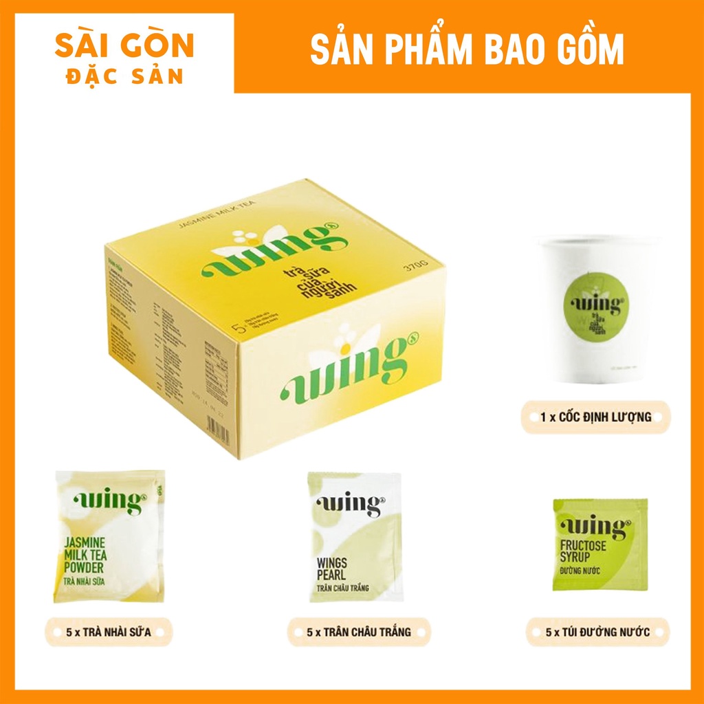 Trà Sữa Wings Trân Châu Tự Pha Hộp 5 Set Vị Hồng Trà Và Trà sữa Wings Nhài Sài Gòn Đặc Sản