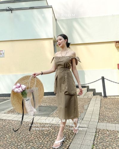 Váy trễ vai chun eo chất Hàn Quốc cao cấp - Jena dress - B1779