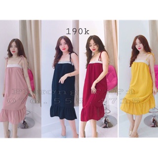 Đầm suông đuôi cá 2 dây siêu cute (4 màu)