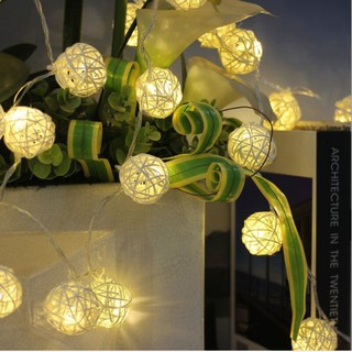 Đèn led cầu mây. Đèn trang trí noel. Đèn cầu
