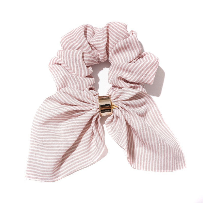 Dây Buộc Tóc Hình Tai Thỏ Chất Liệu Chiffon Phối Kim Loại Thời Trang Cho Nữ