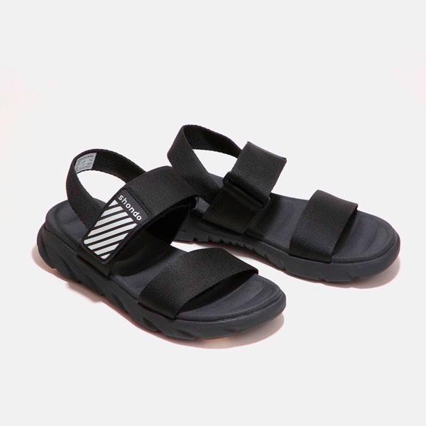 Sandal Shondo F6 Sport full đen quai ngang F6N1010