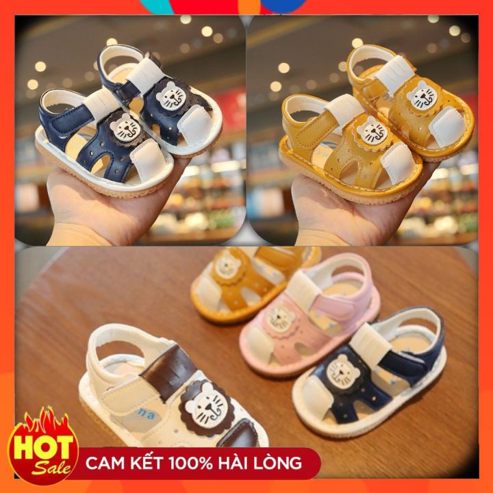 Sandal tập đi dép tập đi cho bé trai bé gái đế mềm hình Hổ con đáng yêu