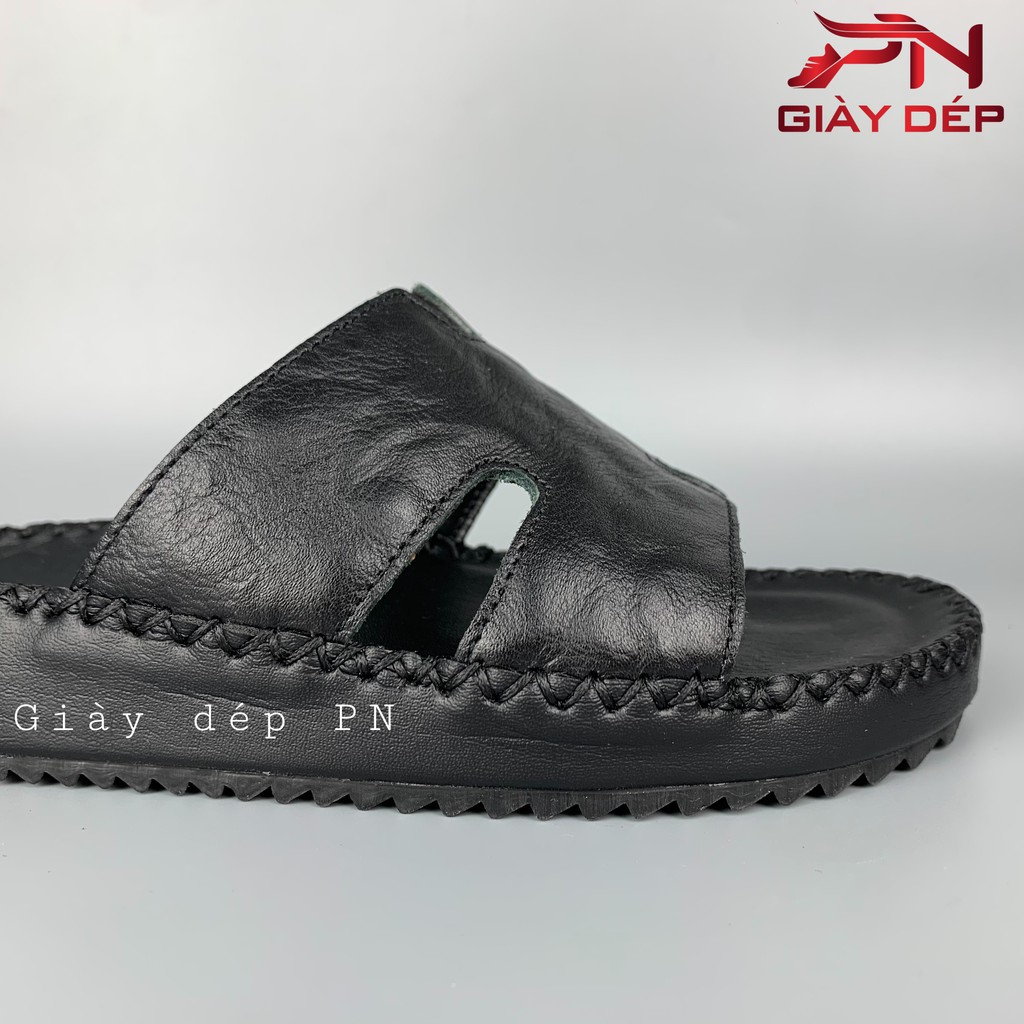 Dép nam quai ngang xỏ ngón quai chữ H da bò 100%