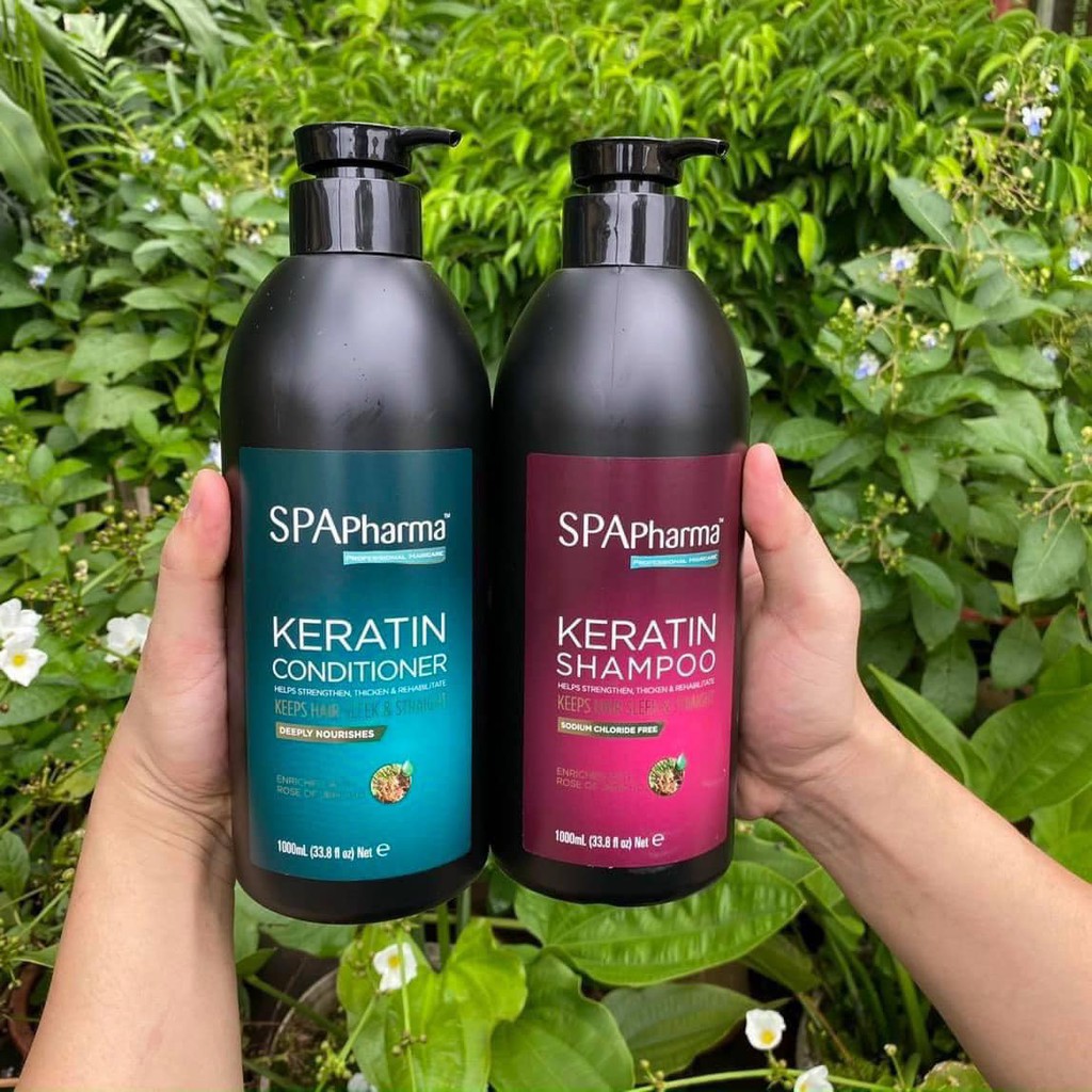 Cặp dầu gội Spa Pharma - Keratin - cặp màu đen  ⚜️Hàng Authentic⚜️