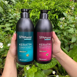 Cặp dầu gội Spa Pharma - Keratin - cặp màu đen (2x1L) ⚜️Hàng Authentic⚜️