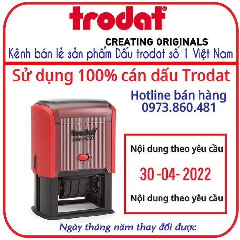 Dấu có ngày tháng năm ở giữa thay đổi được, kích thước 40x60mm (Trodat 4727)