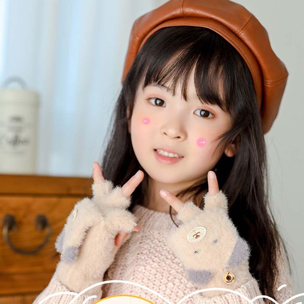 Găng Tay Hở Ngón Giữ Ấm Mùa Đông Cho Bé