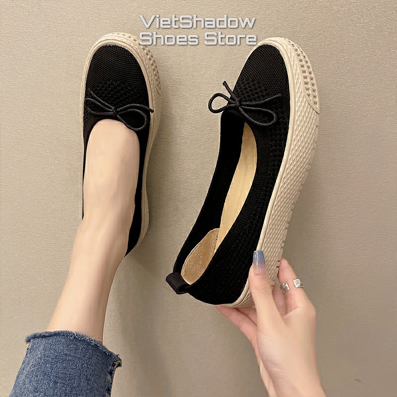 Giày búp bê lười nữ chất liệu dệt kim 3D nguyên chiếc, đế cao su êm mềm chống trơn trượt - Mã SP 8899