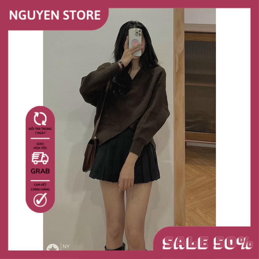 Áo Len Trễ Vai Cổ Tim Vạc Chéo Form Rộng Tay Dài Chất Len Lông Cừu Thời Trang Hàn Quốc Quyến Rủ Cho Nữ. | BigBuy360 - bigbuy360.vn