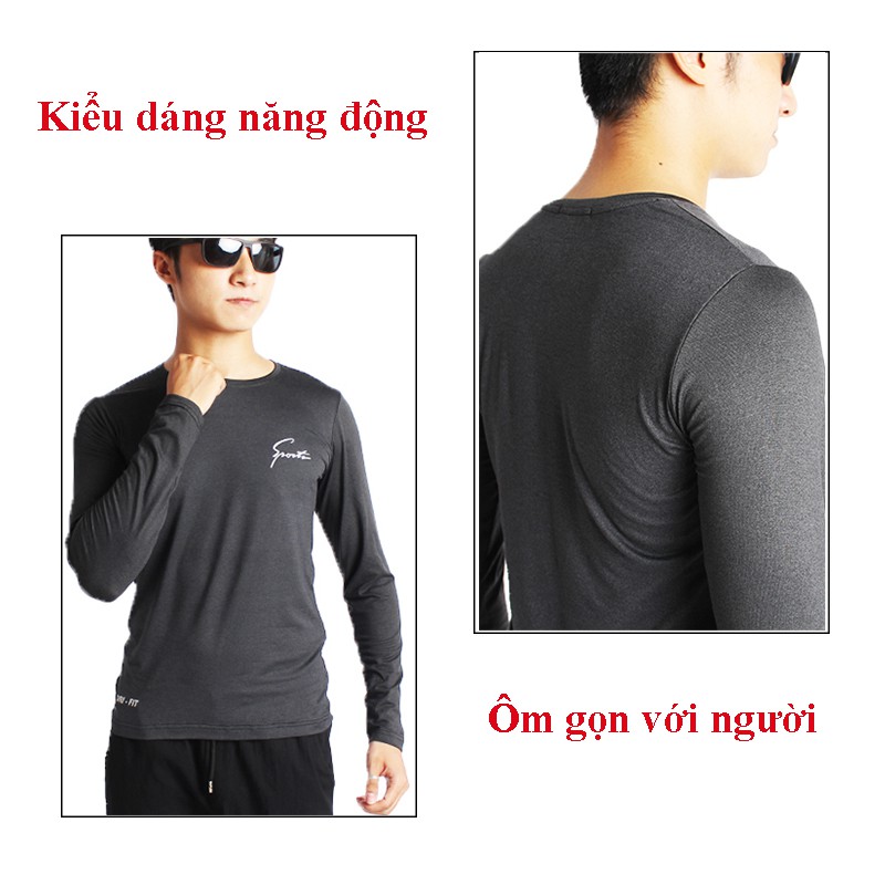 Áo thun giữ nhiệt nam dài tay cổ tròn body chất vải thun co dãn 4 chiều + Tặng kèm đôi tất nam 10k (Thiện Nguyên shop) | BigBuy360 - bigbuy360.vn