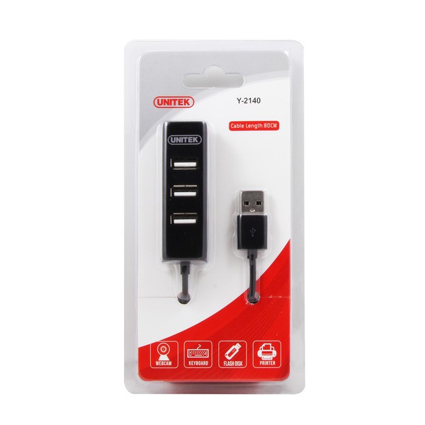 Hub USB bộ chia cồng usb từ 1 ra 4 cổng UNITEK Y2140 USB 2.0 dây dài 80cm