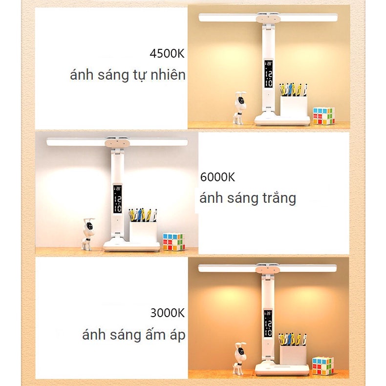 Đèn Ngủ Để Bàn 2 Đầu usb 180 Độ Tiện Dụng° Đèn Bàn 3 Màu Trong 1 Bảo Vệ Mắt Có Thể Sạc Lại