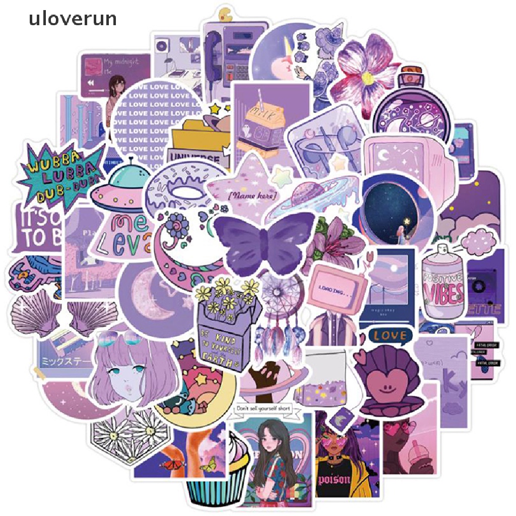 Bộ 50 Miếng Dán Trang Trí Ván Trượt / Guitar / Guitar Họa Tiết Hoạt Hình Graffiti Dễ Thương