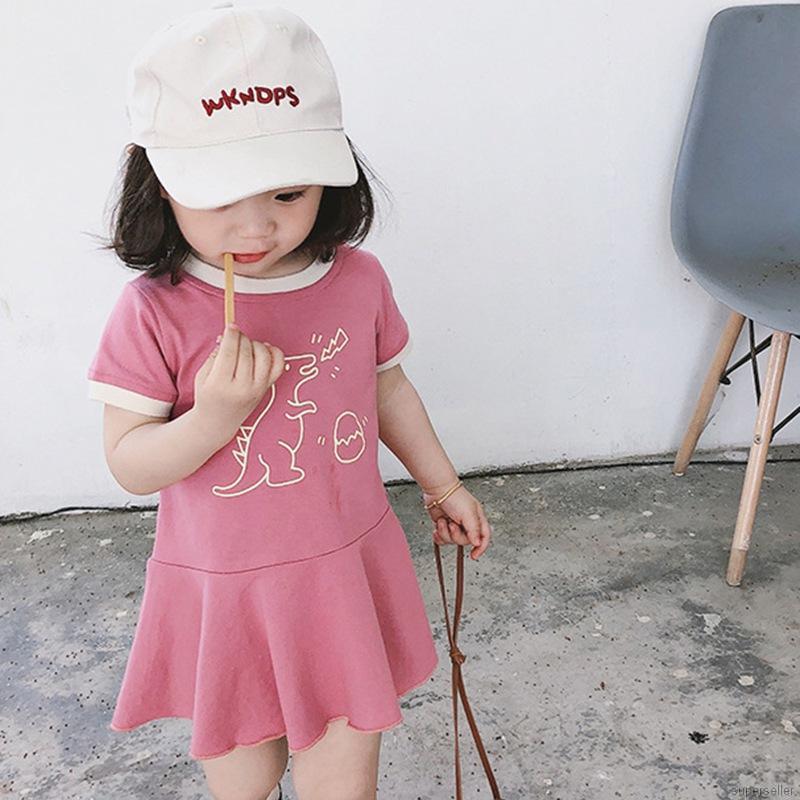 Đầm bóng chày in họa tiết thời trang dễ thương cho bé gái 1-7 tuổi
