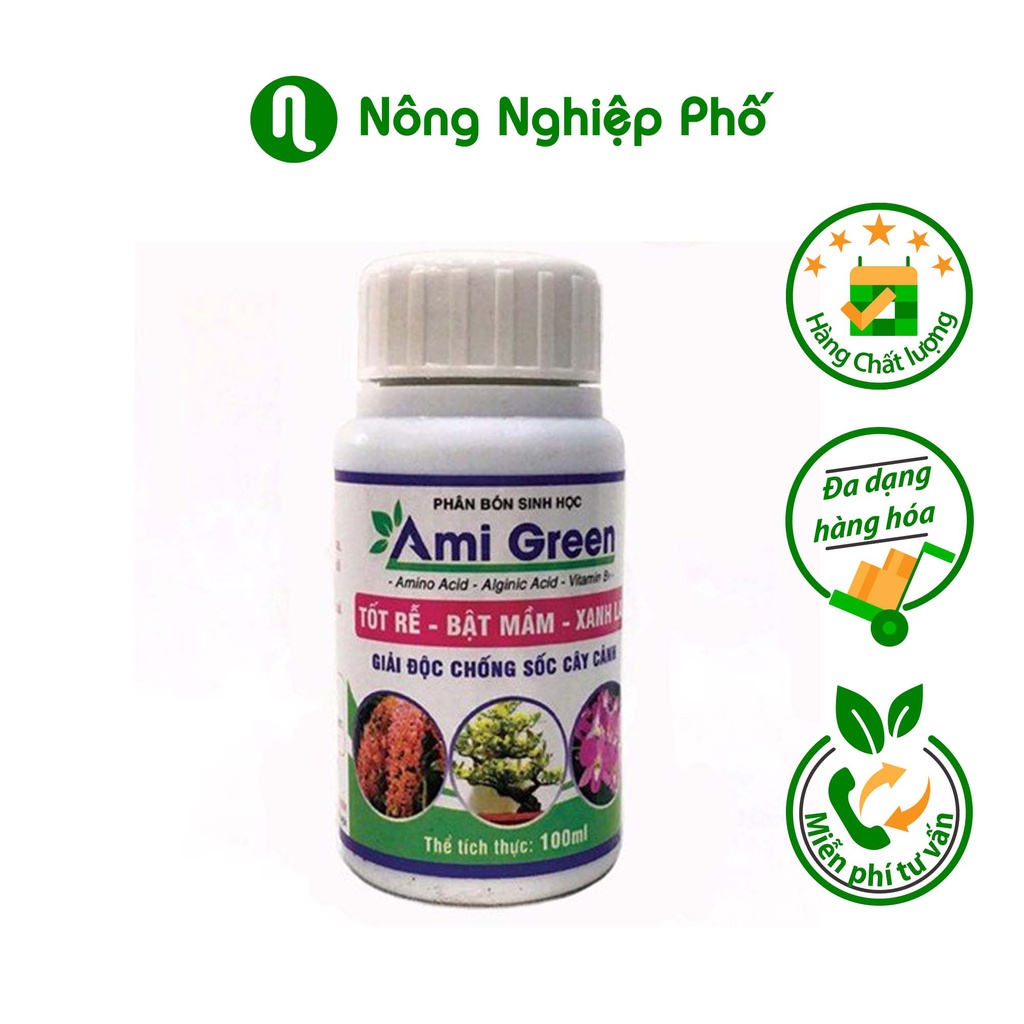 PHÂN BÓN SINH HỌC AMI GREEN - TỐT RỄ, BẬT MẦM, GIẢI ĐỘC - CHAI 100ML