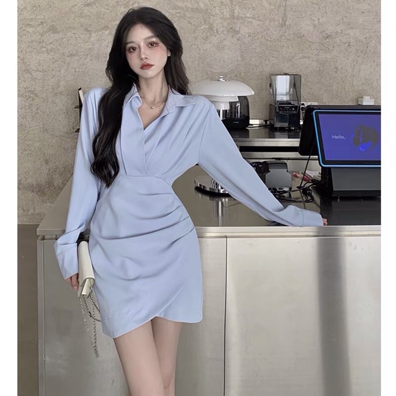 Đầm sơ mi liền chân váy chữ A cách điệu siêu tôn dáng