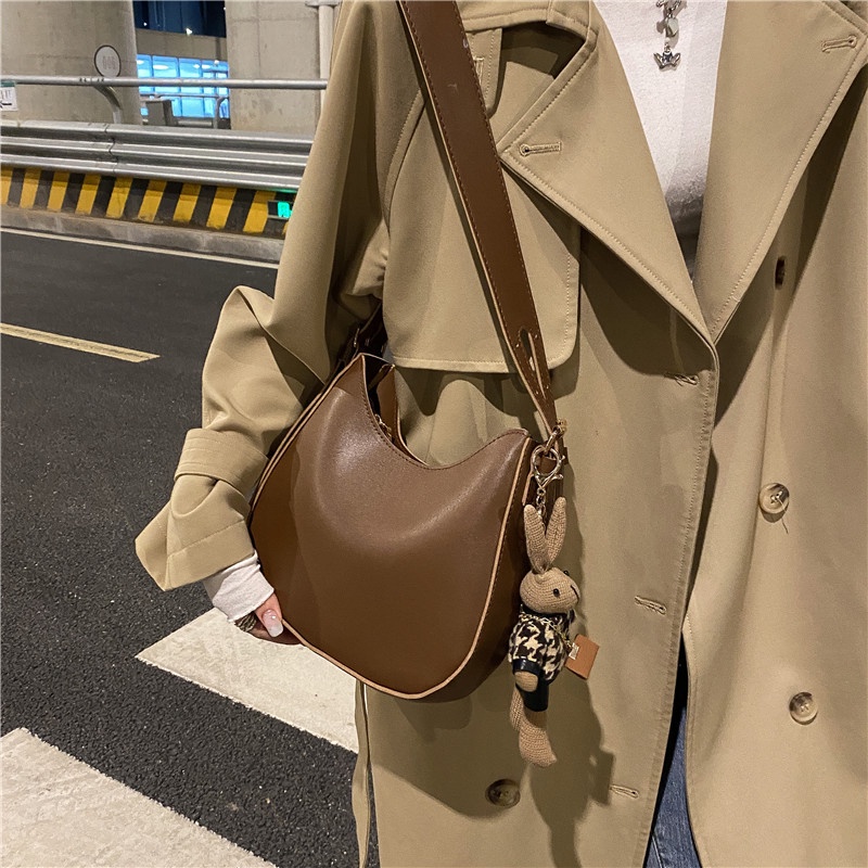 Túi Đeo Chéo Màu Trơn Thời Trang Thu Đông Mới Cho Nữ