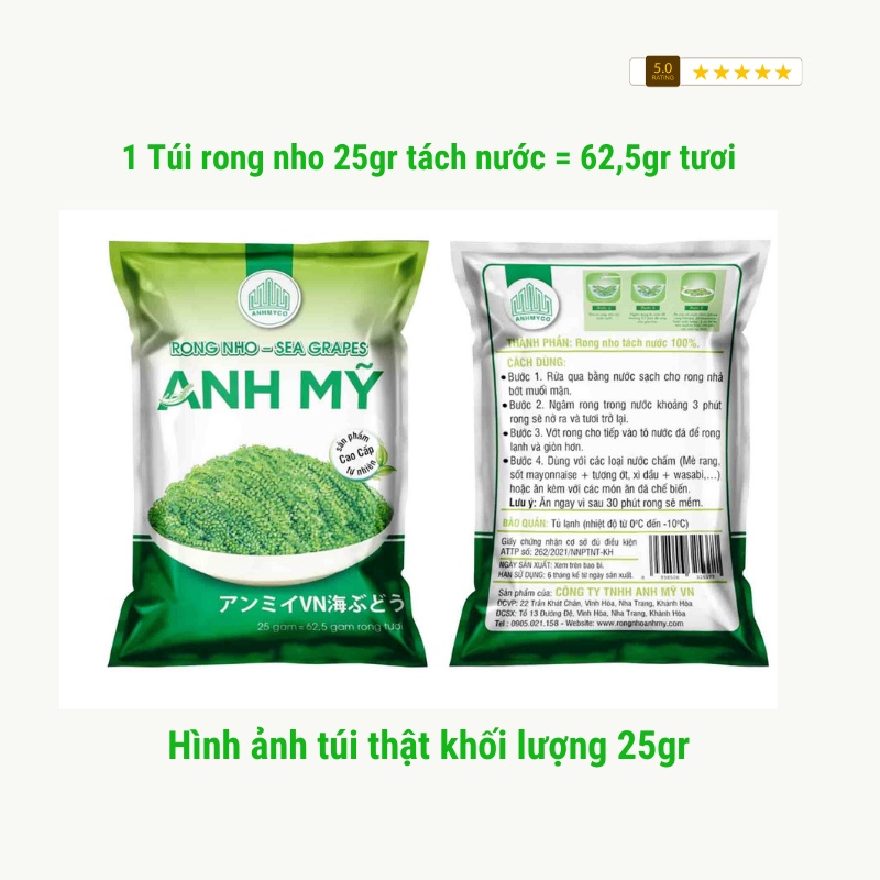 Rong nho tách nước giàu dinh dưỡng tách nước kèm sốt mè rang tươi Khánh hòa UCRong200g