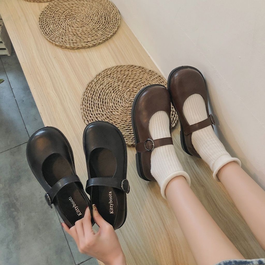 Giày lolita nữ cài quai Mery Shoes J12 phong cách nhận bản oxford da mềm siêu xinh | BigBuy360 - bigbuy360.vn