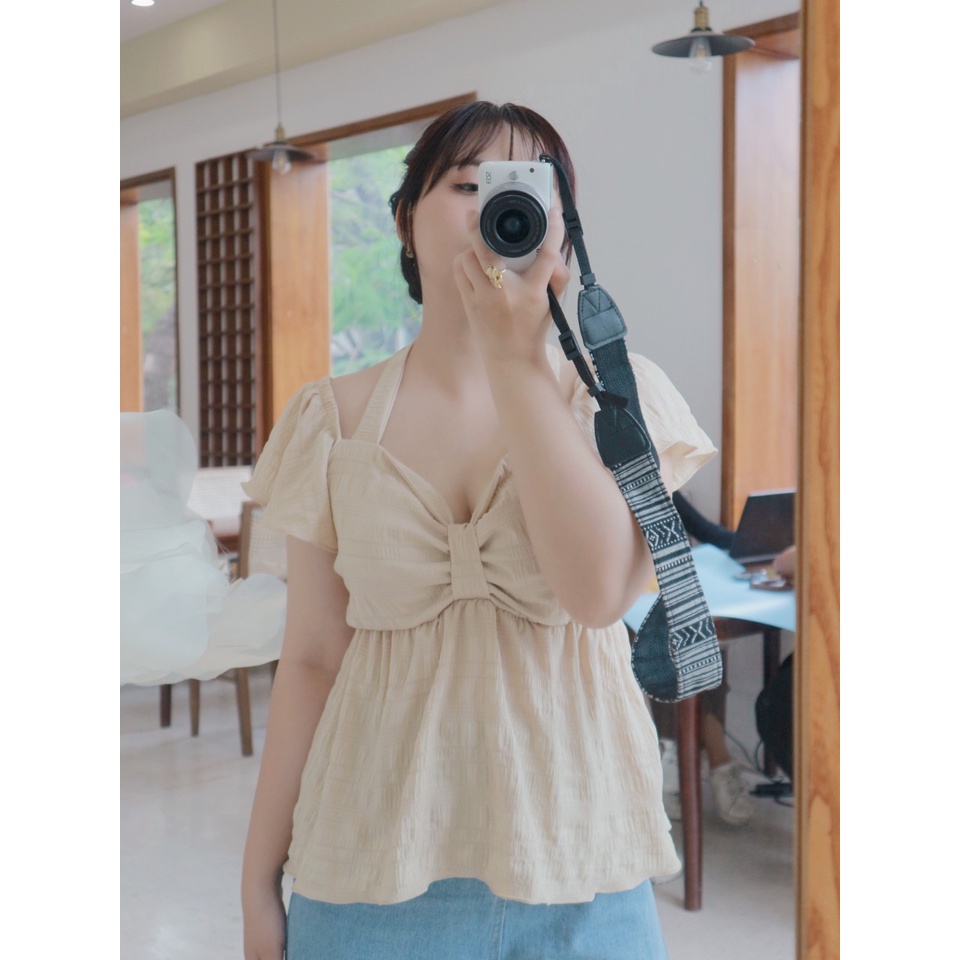 BIGSIZE Áo yếm trễ vai chất đũi 60-80kg Fabulous bigsize