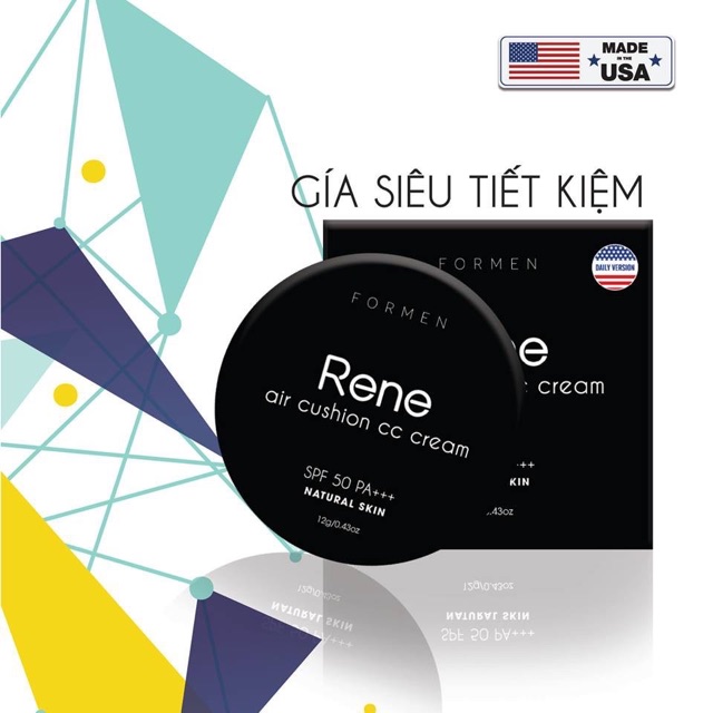 Phấn Nước Che Khuyết Điểm Siêu Mịn Và Chống Nắng Rene Air Cushion CC Cream SPF 50PA+++ For Men | BigBuy360 - bigbuy360.vn