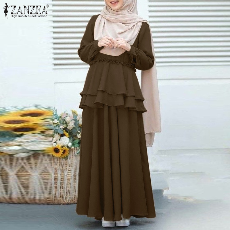 ZANZEA Set Áo Thun Ngắn Tay Cổ Tròn + Chân Váy Xòe Chữ A Thời Trang Nữ