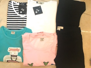 Combo bộ cotton, váy, quần bò cho bé