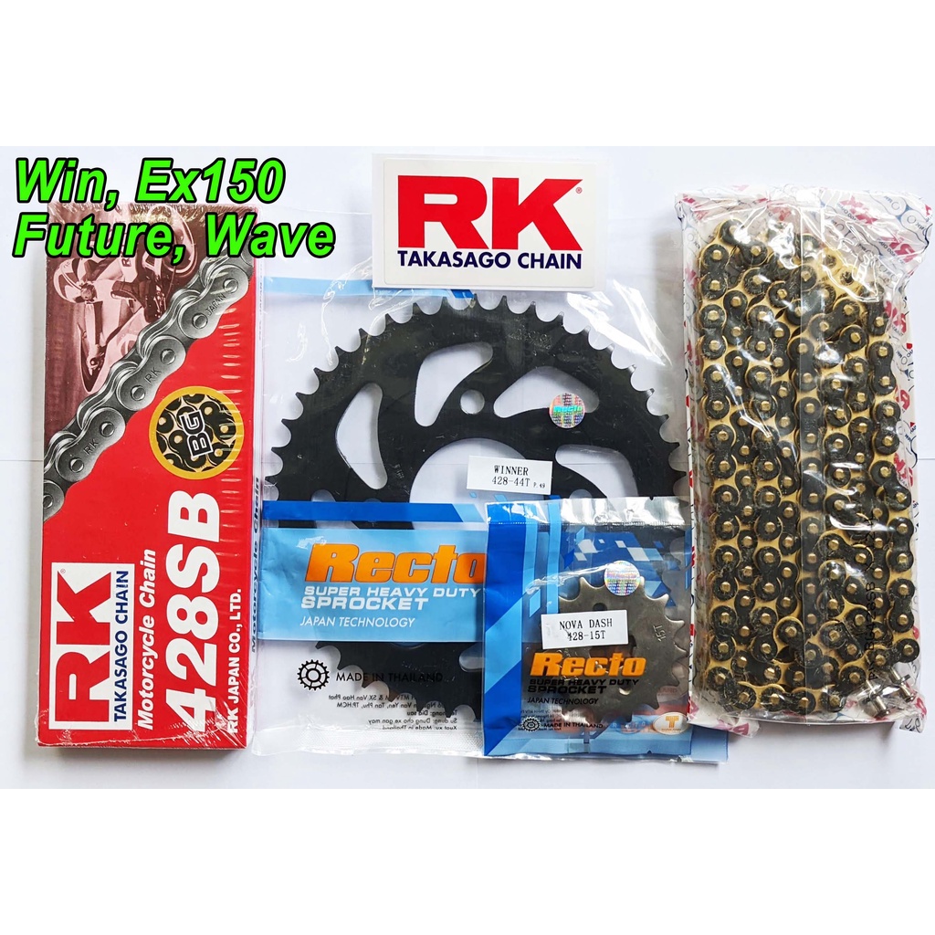 Sên RK Đen Vàng 9 Ly 124 Mắc, Nhông Dĩa Recto Winner, Winner X, Exciter 150, Future, Wave