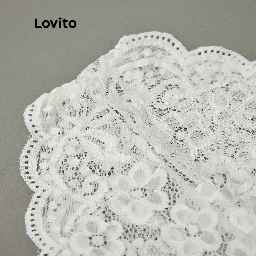 Lovito Bộ quần áo ren cổ chữ V gợi cảm L12058 | BigBuy360 - bigbuy360.vn