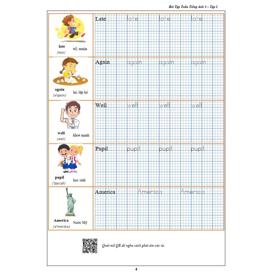 Sách - Bài Tập Tuần Tiếng Anh 4 - Tập 1 (1 cuốn)