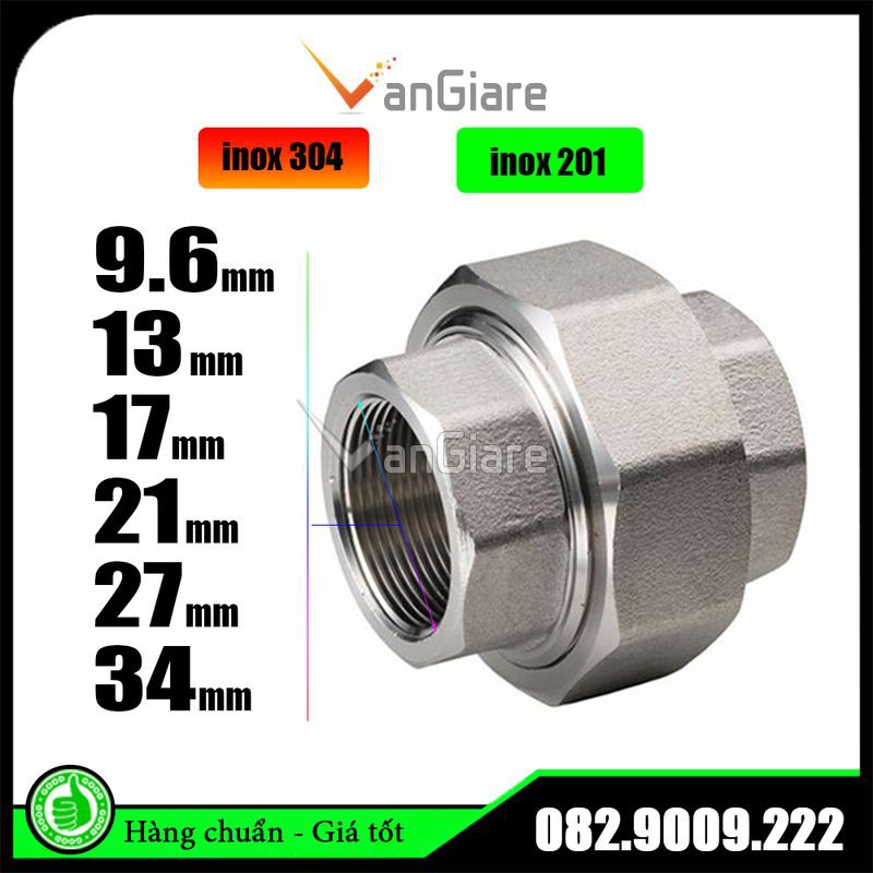 Rắc co inox 21mm 27mm 34mm 42mm 49mm 60mm