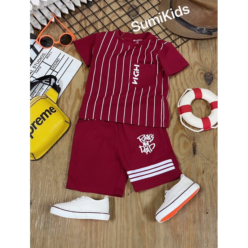 Sumikid chào bộ thun in sọc cho bé trai