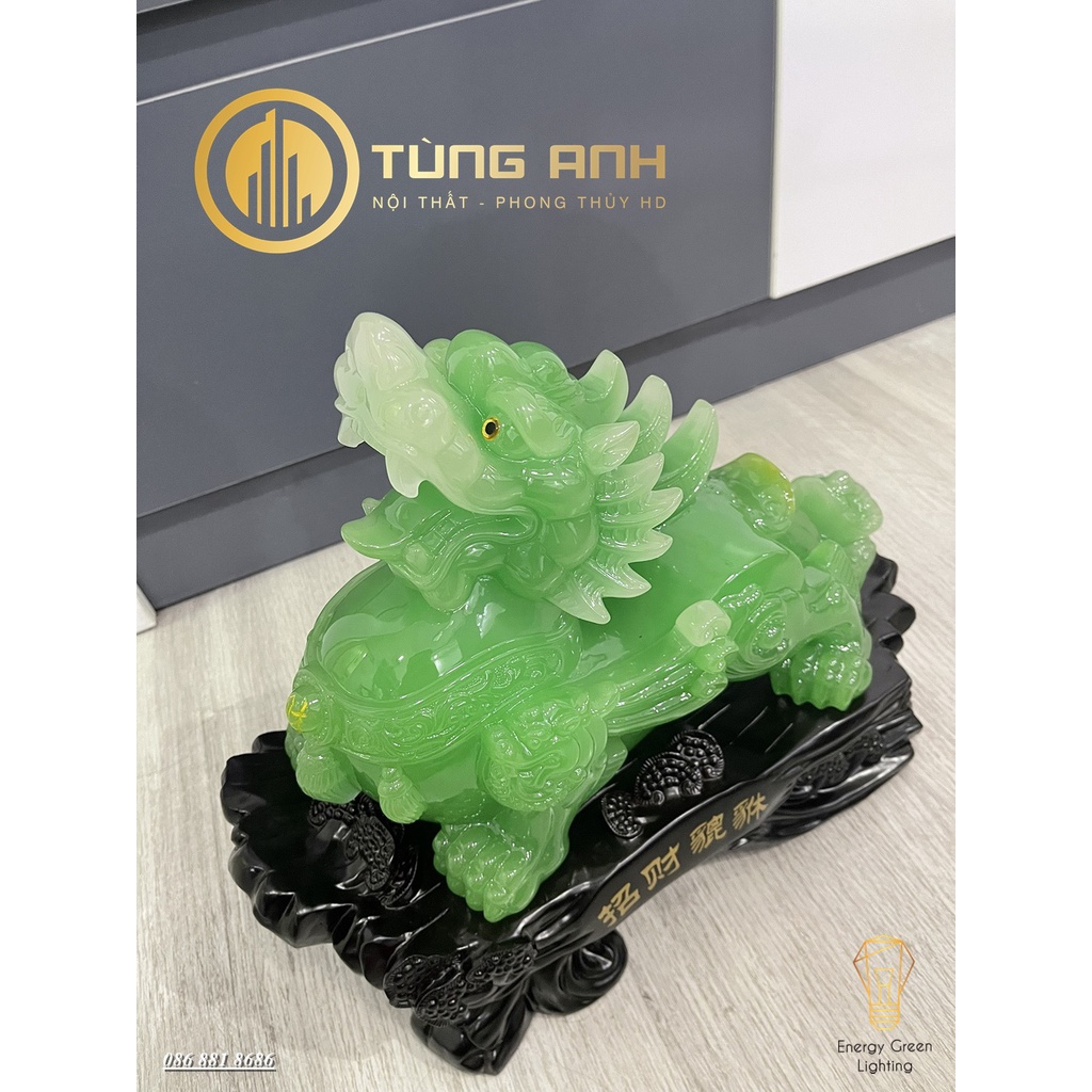 Tượng Phong Thủy Decor Tỳ Hưu PT-36 Màu Xanh Ngọc - Chiêu Tài Tịch Tà -  Mang Lại May Mắn ,Phát Tài, Phát Lộc - BH 1 Năm