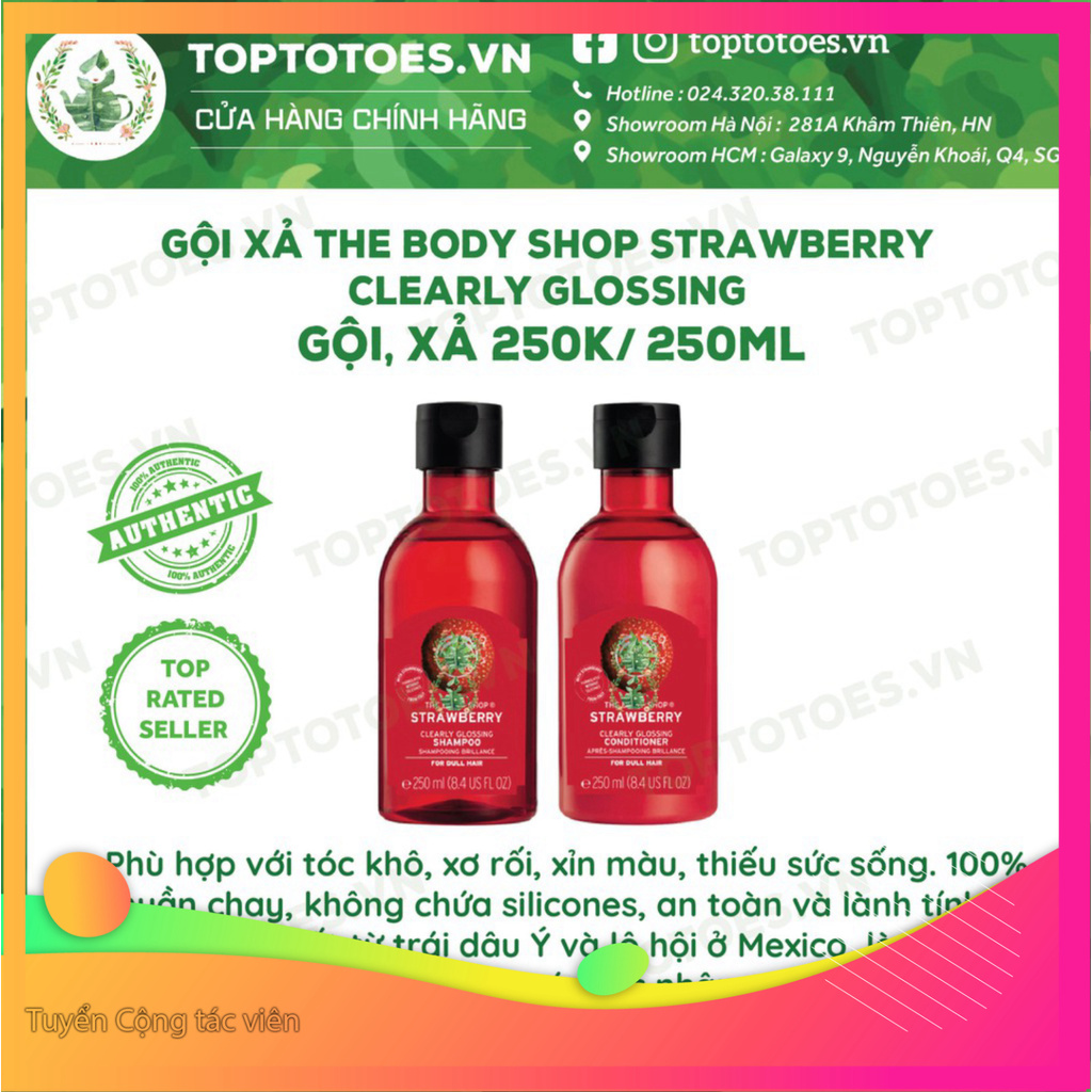 SALE SALE Gội xả ủ The Body Shop Strawberry/ Shea Butter/ Green Tea cho tóc mềm thơm, chắc khỏe SALE SALE