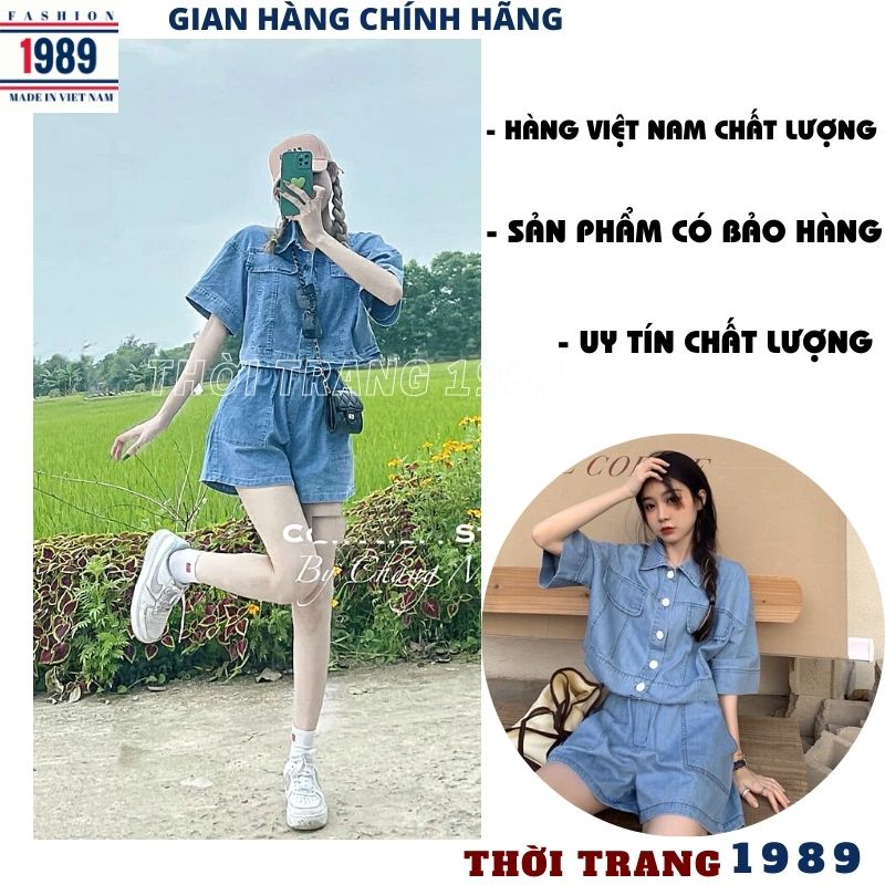 Sét bộ áo bò croptop kèm quần short cạp chun kiểu dáng hàn quốc ulzzang ,sét bộ đi chơi -PHƯƠNG 1989
