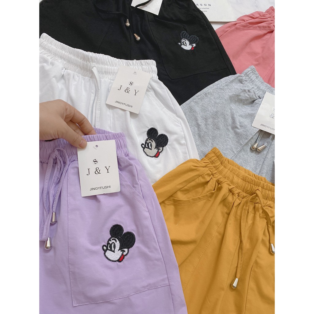 [Mã WASTUP5 giảm 10% tối đa 20K đơn 99K] BÁN SỈ Quần đùi cotton nữ thêu mickey chuẩn form siêu hot(ảnh thật + video) | BigBuy360 - bigbuy360.vn