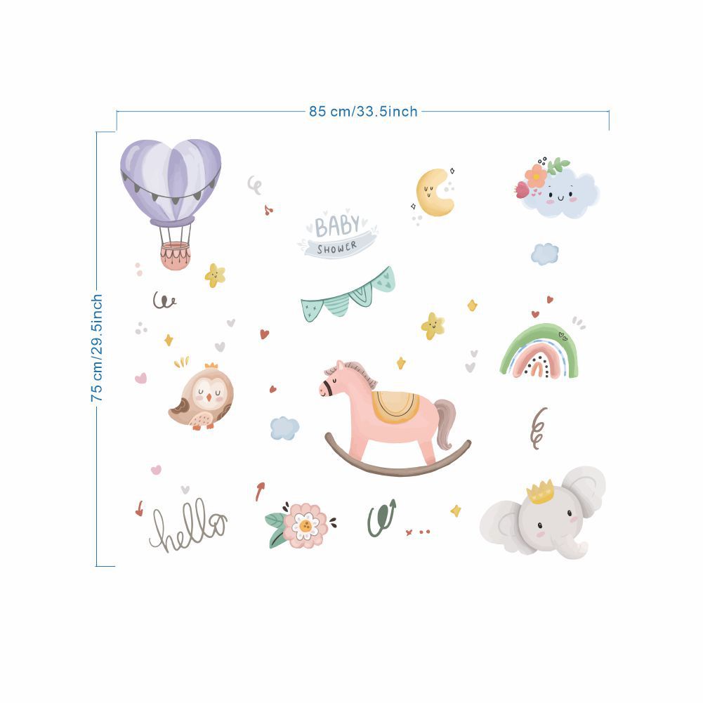 Giấy Dán Tường Hình Khinh Khí Cầu Hoạt Hình Trang Trí Phòng Bé/Nhà Trẻ