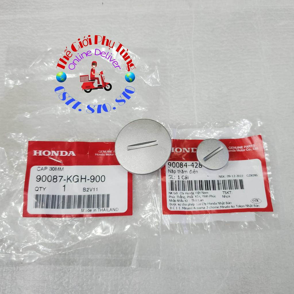 Cặp nút lốc đề, nắp thăm điện Dream Thái zin Honda - 90087-KGH-900/ 90084-428-000