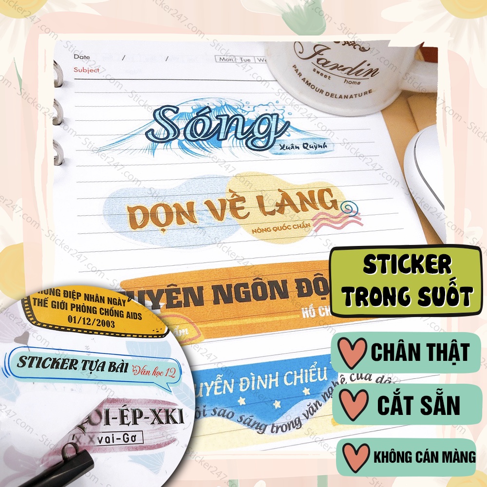 Sticker Tựa Bài Ngữ Văn Lớp 10 🌈𝑭𝒓𝒆𝒆𝒔𝒉𝒊𝒑 Nhãn vở Kết Nối Tri Thức Với Cuộc Sống, Sticker Đề Bài, Đề Mục Văn Học 10