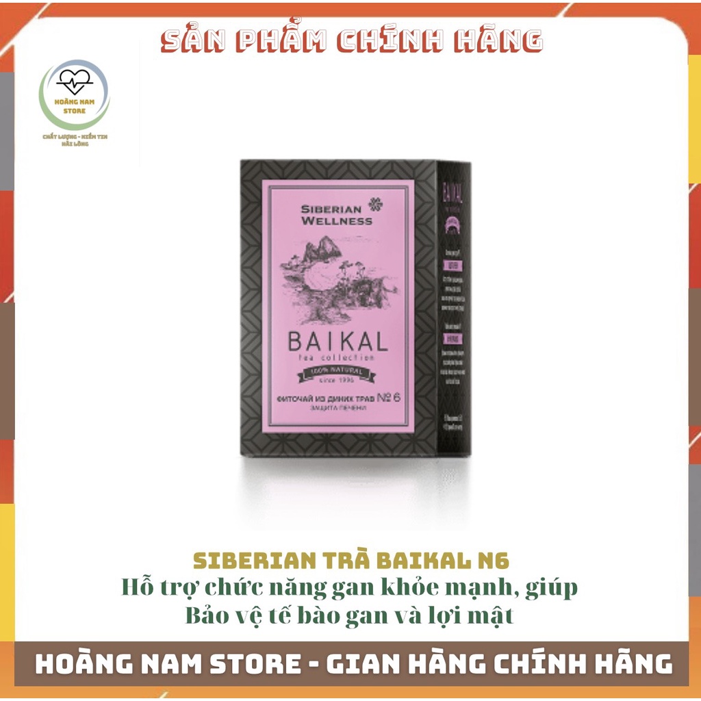 Trà thảo mộc siberian Baikal tea collection Herbal tea N6, thanh lọc, hỗ trợ giúp chức năng gan khỏe mạnh, hộp 30 gói